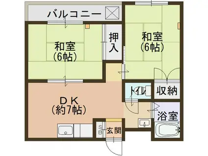 コーポナカムラ(2DK/4階)の間取り写真