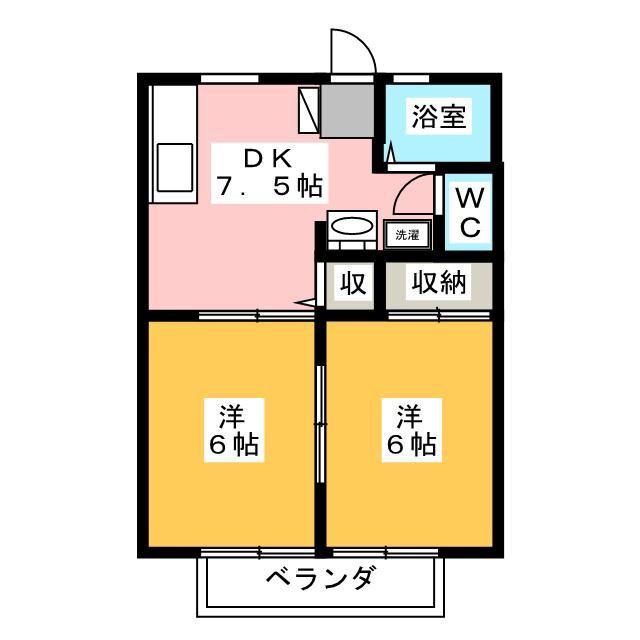 サンシティー森田(2DK/1階)の間取り写真