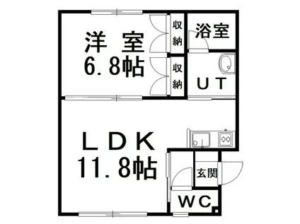 プライフ大輝(1LDK/1階)の間取り写真