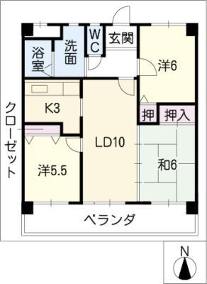 CASAキサラギ(3LDK/3階)の間取り写真