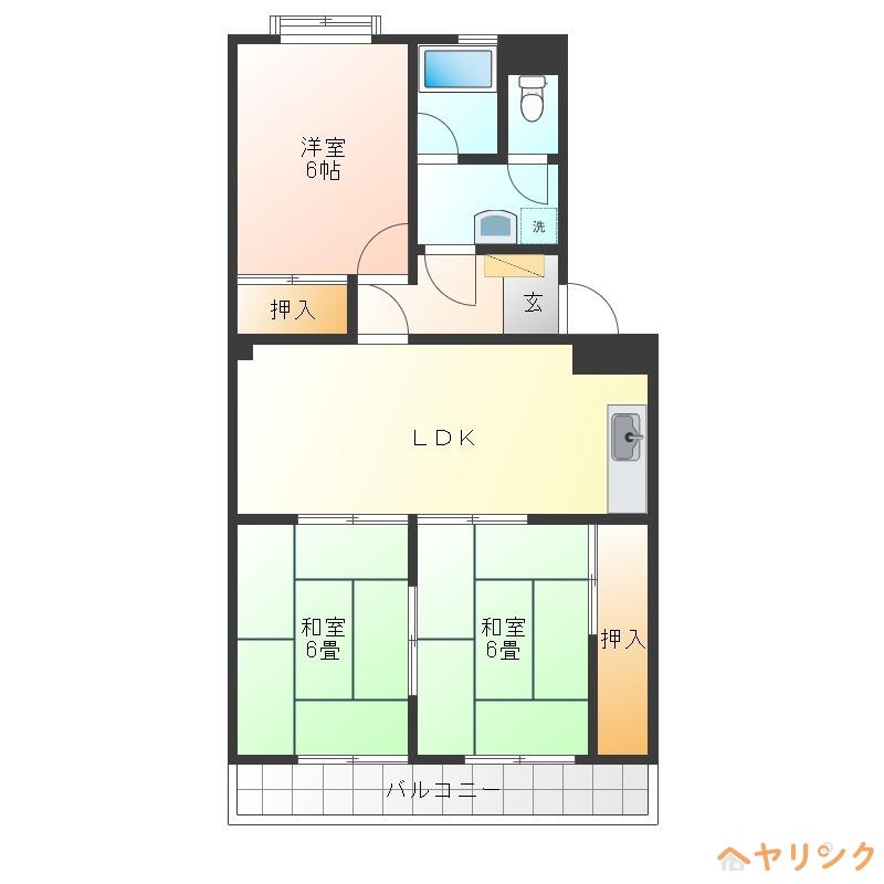 第2コーポ天道(3LDK/3階)の間取り写真