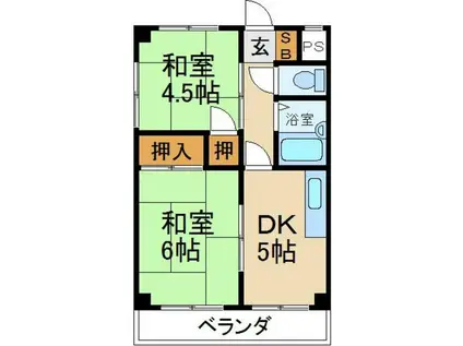 宮之阪ビル(2DK/3階)の間取り写真