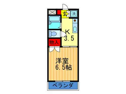 グリーンパレット小野(1K/2階)の間取り写真