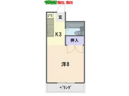 スターハイツ学園前(1K/2階)の間取り写真