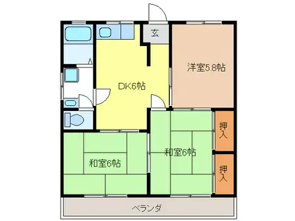 岐購ハイツ(3DK/1階)の間取り写真