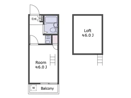 ペンションハウス コスモス21(1K/2階)の間取り写真