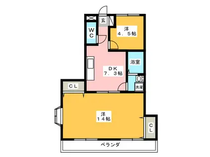 SABLONマンション(2DK/2階)の間取り写真