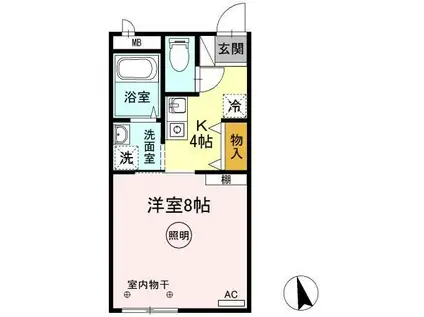 プリシェール高松 B棟(1K/2階)の間取り写真