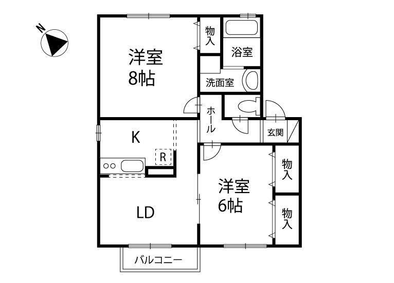 ロイヤルガーデン山二(2LDK/1階)の間取り写真