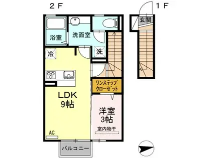 メゾンランディ神谷(1LDK/2階)の間取り写真