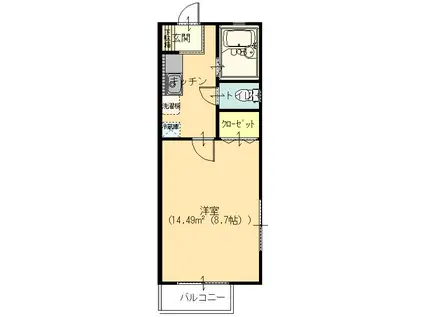 リバティーハウス丸山(1K/2階)の間取り写真