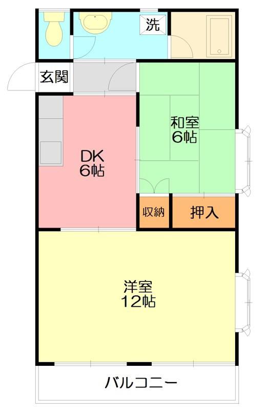 フローラルハイツ(2DK/2階)の間取り写真