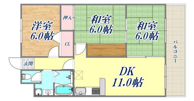 グランドメゾン昆陽(3DK/3階)の間取り写真