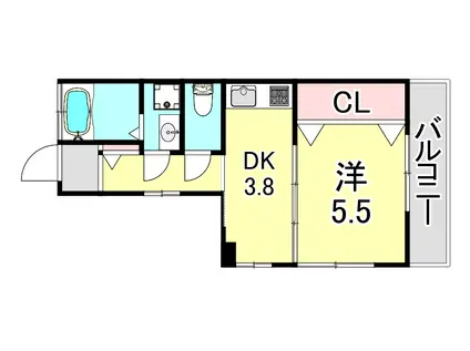 クイーンズハイツ名倉(1DK/4階)の間取り写真