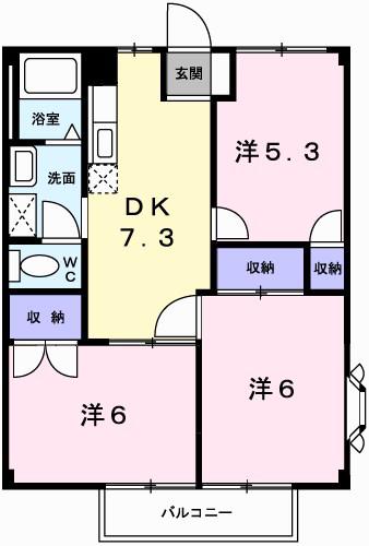 エムカーサ(3DK/2階)の間取り写真