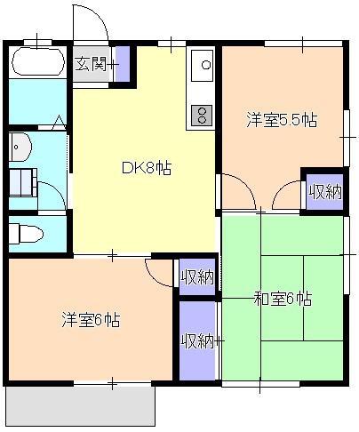 ベルウェンディ(3DK/2階)の間取り写真