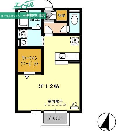 プレミール北口B(ワンルーム/2階)の間取り写真