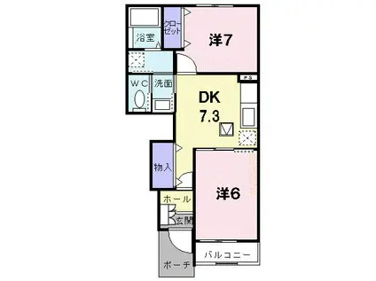 ファシネイション春日II(2DK/1階)の間取り写真