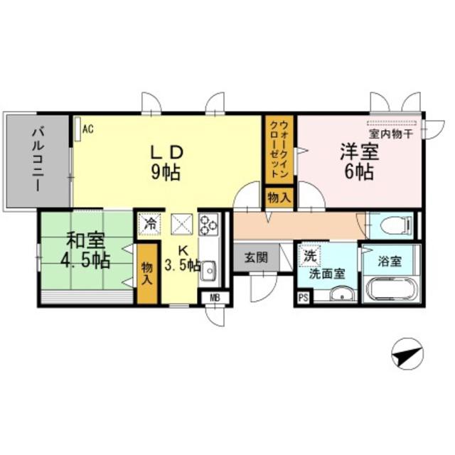 グラン シイズ(2LDK/1階)の間取り写真
