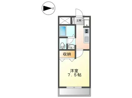 セジュール川部 II(1K/1階)の間取り写真
