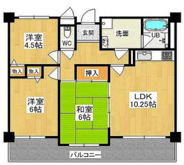 サウスレーベン小野(3LDK/8階)の間取り写真