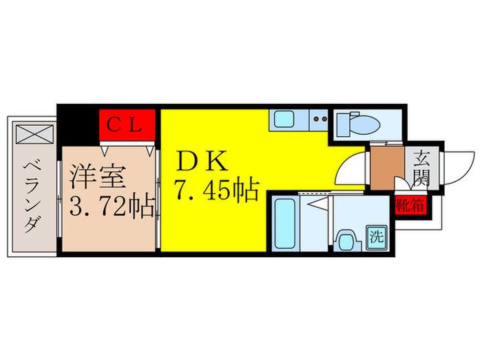 クローバー・クレア石橋阪大前(1DK/4階)の間取り写真