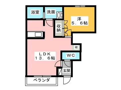 ルミナスハイツ市川II(1LDK/1階)の間取り写真