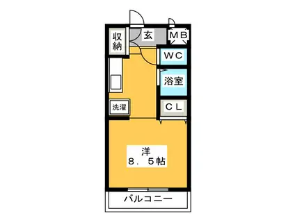 アバンダント鹿谷(ワンルーム/2階)の間取り写真