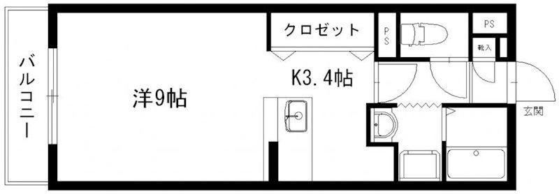 グランストーク宙(1K/2階)の間取り写真