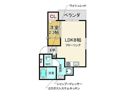 ワコーレヴィータ池田市井口堂1丁目(1LDK/2階)の間取り写真