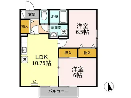 サンライズ フジ(2LDK/2階)の間取り写真