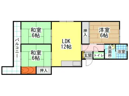 緑光苑マンション(3LDK/5階)の間取り写真