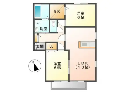ロイヤルステージ D棟(2LDK/1階)の間取り写真