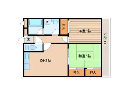 BLUELEAF(2DK/1階)の間取り写真