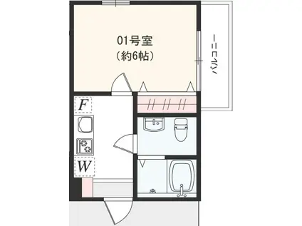 ロジュマン東海大学前(1K/2階)の間取り写真