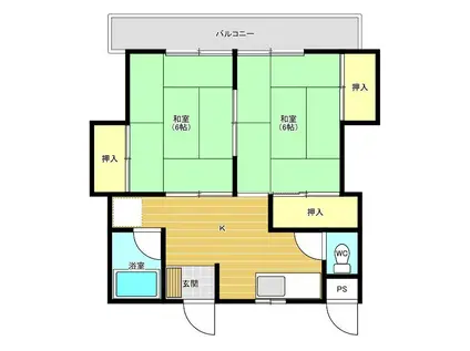 コーポフラワー(2K/2階)の間取り写真