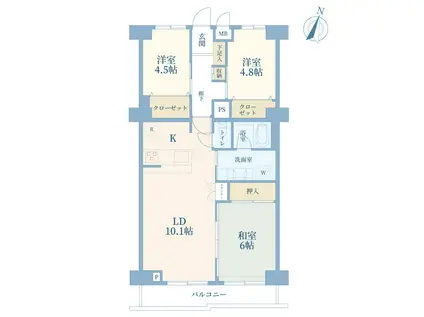 サンマンション青葉台ガーデン(3LDK/3階)の間取り写真