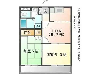 ベル・グラース(2DK/2階)の間取り写真