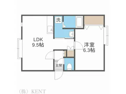 シングルステージ山の手通(1LDK/2階)の間取り写真