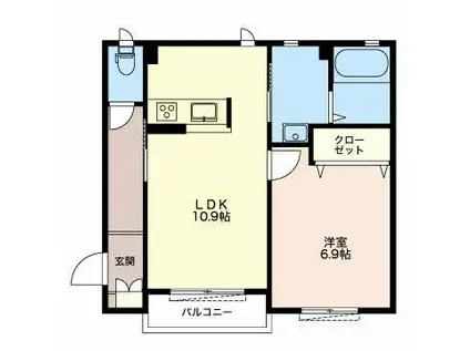 キャメロット A(1LDK/1階)の間取り写真
