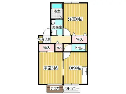 ソレイユS(2DK/1階)の間取り写真