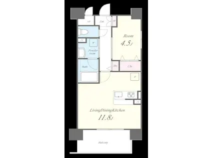 イーストERN WELLS(1LDK/4階)の間取り写真