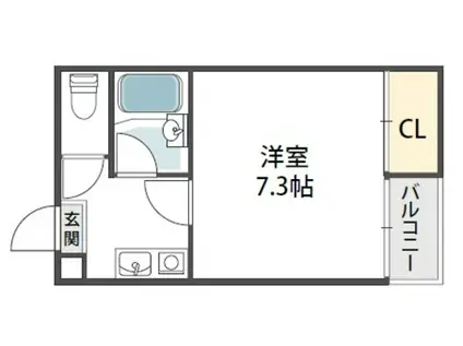 ビロウズコマガワパートI(1K/2階)の間取り写真