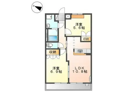 フローリッシュ(2LDK/2階)の間取り写真