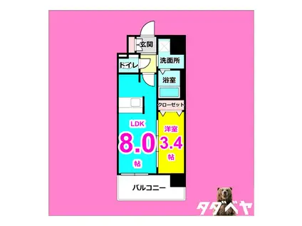 ディアレイシャス尾頭橋(1LDK/3階)の間取り写真