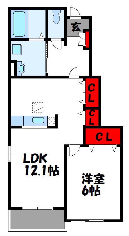 セレーノ(1LDK/1階)の間取り写真