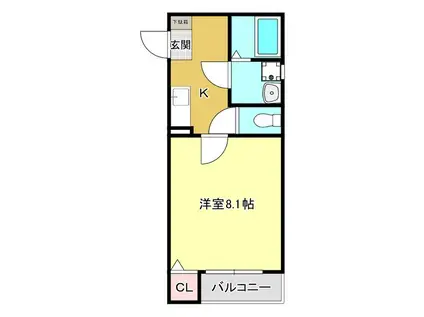 クレフラスト星崎(1K/1階)の間取り写真