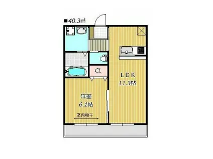 ファビュラスリガード(1LDK/3階)の間取り写真