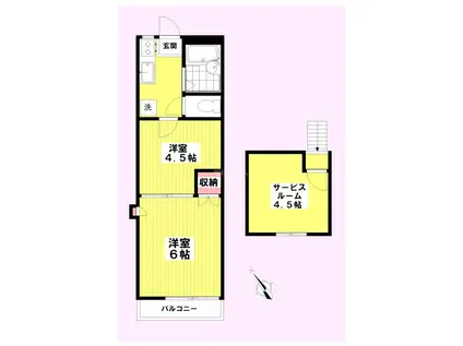 ジェネックスコート(2SK/2階)の間取り写真