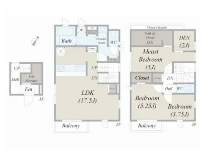 PALM TERRACE(2SLDK/1階)の間取り写真
